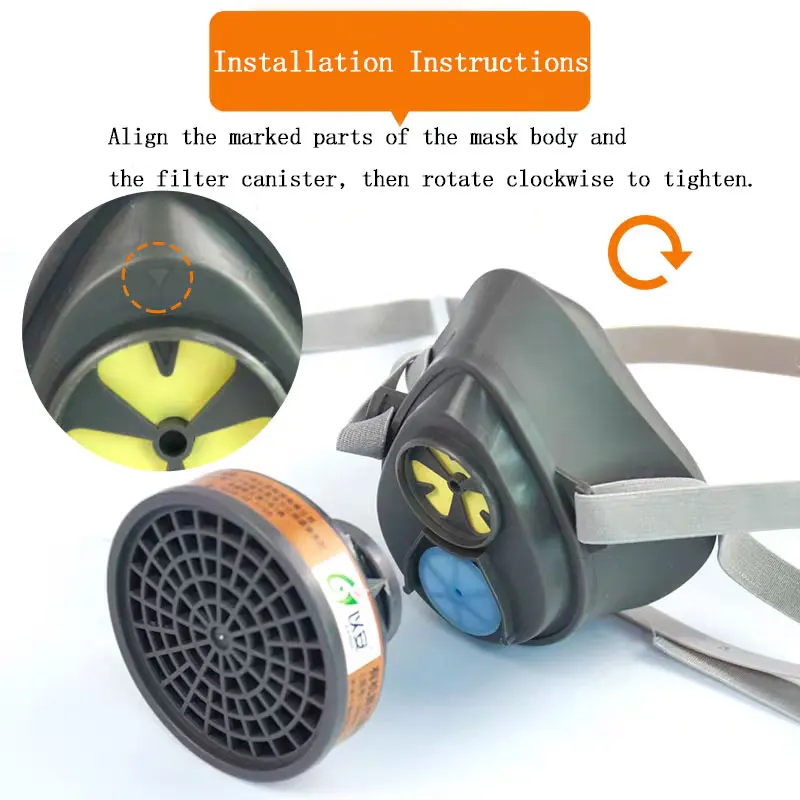 A Gas Mask Activated Carbon Gas Mask Spray-painted Protective Face Mask Gas Protection Formaldehyde Painter's Mask  Protection - Thumbnail 2