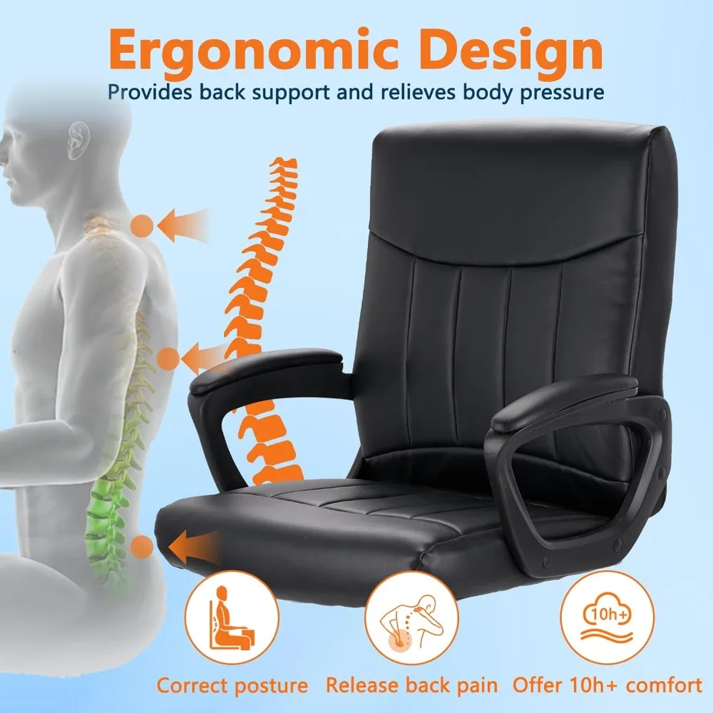 Executive Office Chair | Mid Back Computer Task Chair | Lumbar Support & Padded Armrests - Thumbnail 4