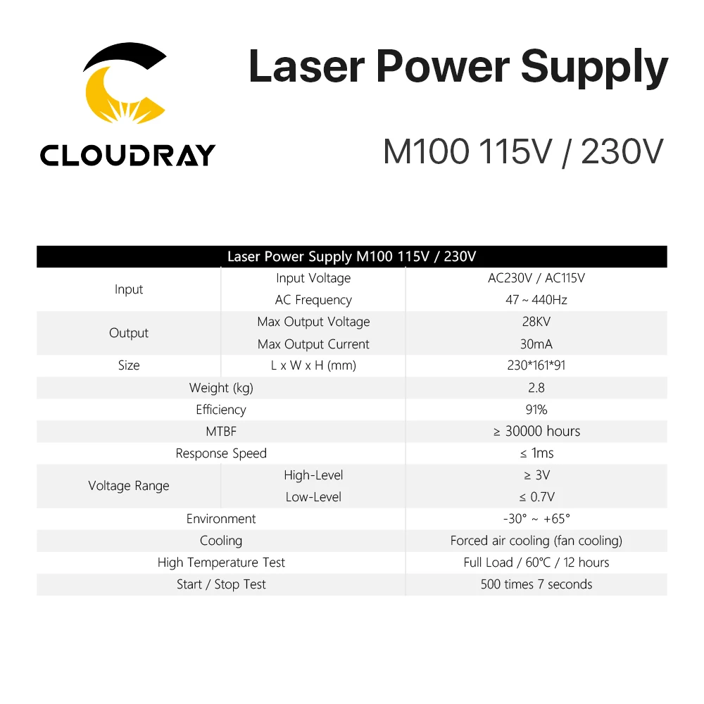 100W CO2 Laser Power Supply | High-Performance for Engraving & Cutting Machines - Thumbnail 4