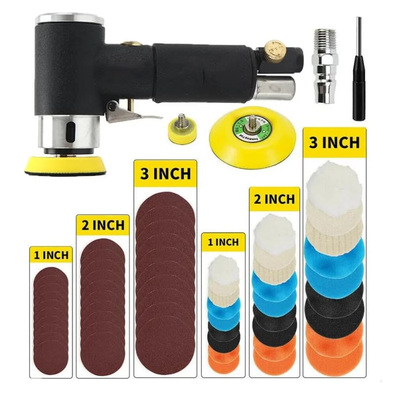 Mini Pneumatic Air Sander | Compact Orbital Finishing Tool for Detail Work - Thumbnail 3