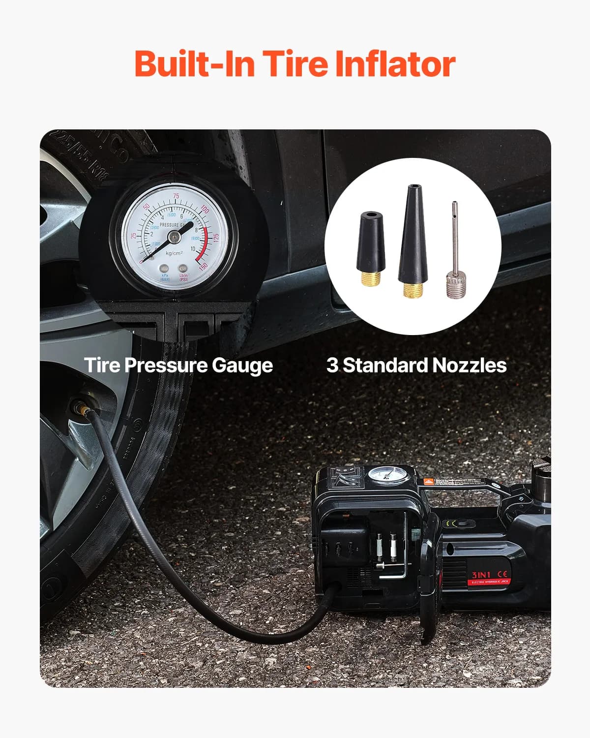 12V Electric Car Jack Kit | 5-Ton Capacity | Includes Impact Wrench & LED Light for SUV & Truck - Thumbnail 4