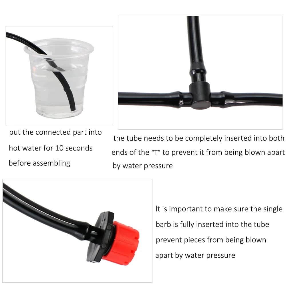 Drip Irrigation Fittings Kit | 1/4 Barbed Connectors, Tees & Plugs | Garden Watering System - Thumbnail 3