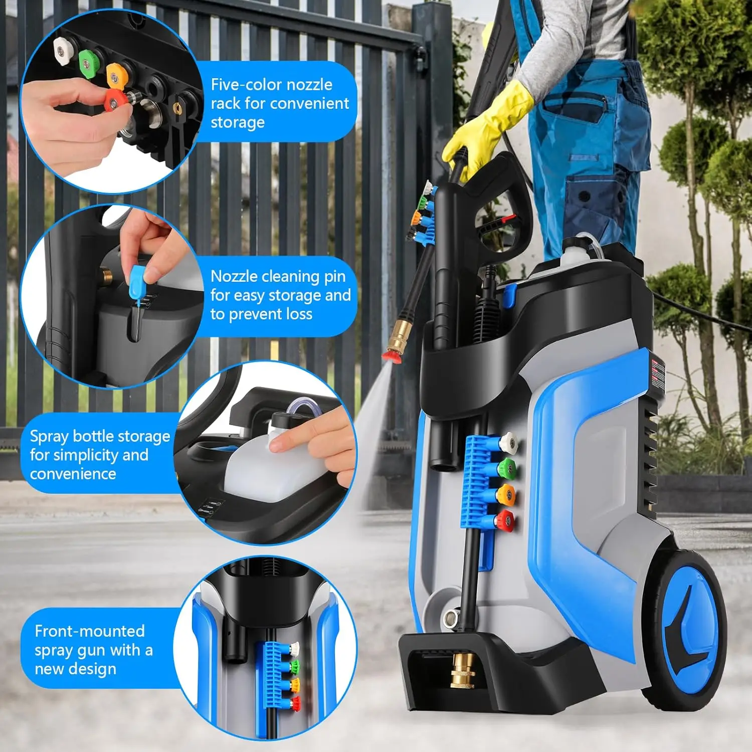 5000PSI Electric Pressure Washer | 4.0GPM High Flow | 33FT Hose with Surface Cleaner - Thumbnail 6