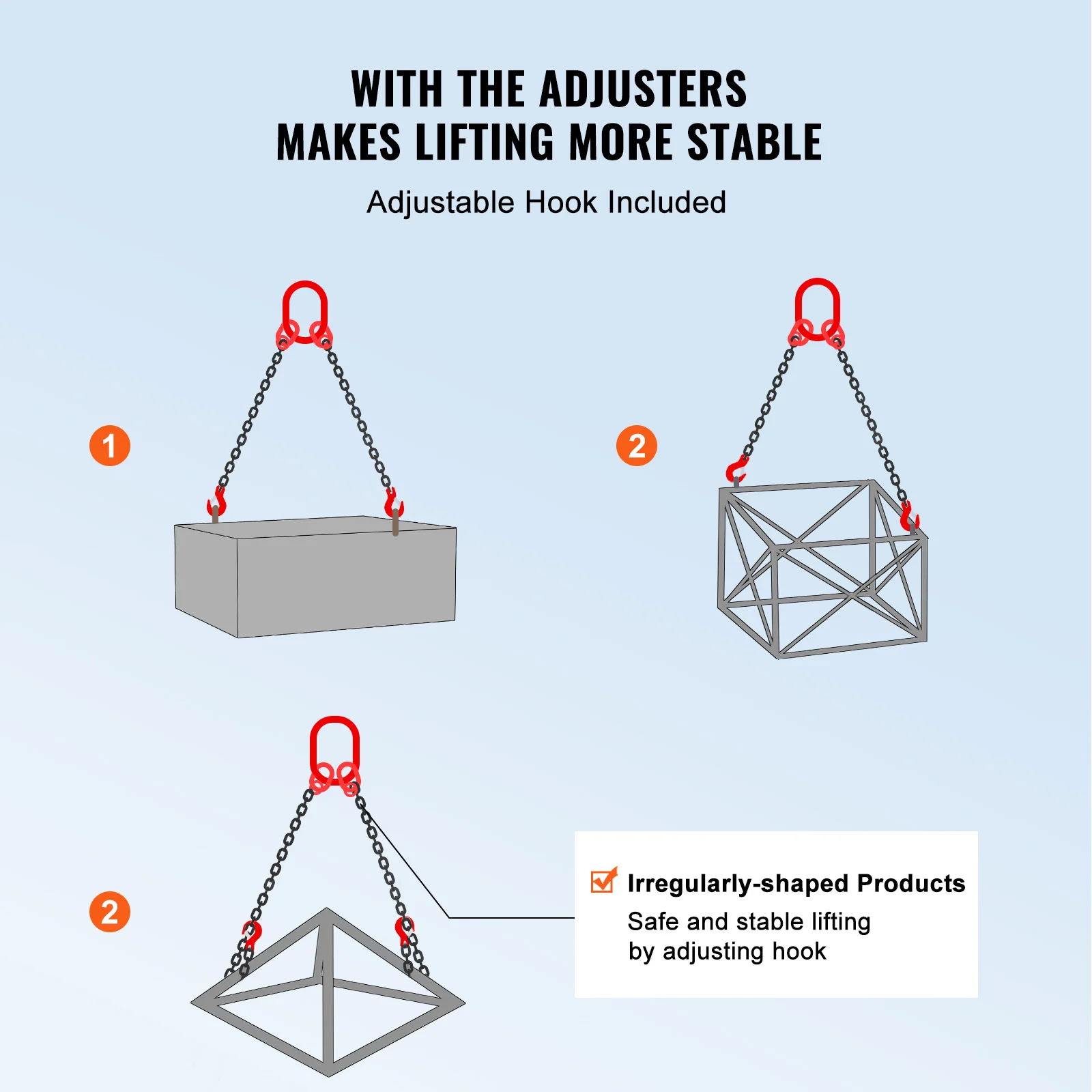 Professional-Grade 3-Ton Lifting Sling Chain | 5/16 G80 Alloy Steel | 5-Foot 2-Leg with Grab Hooks - Thumbnail 4