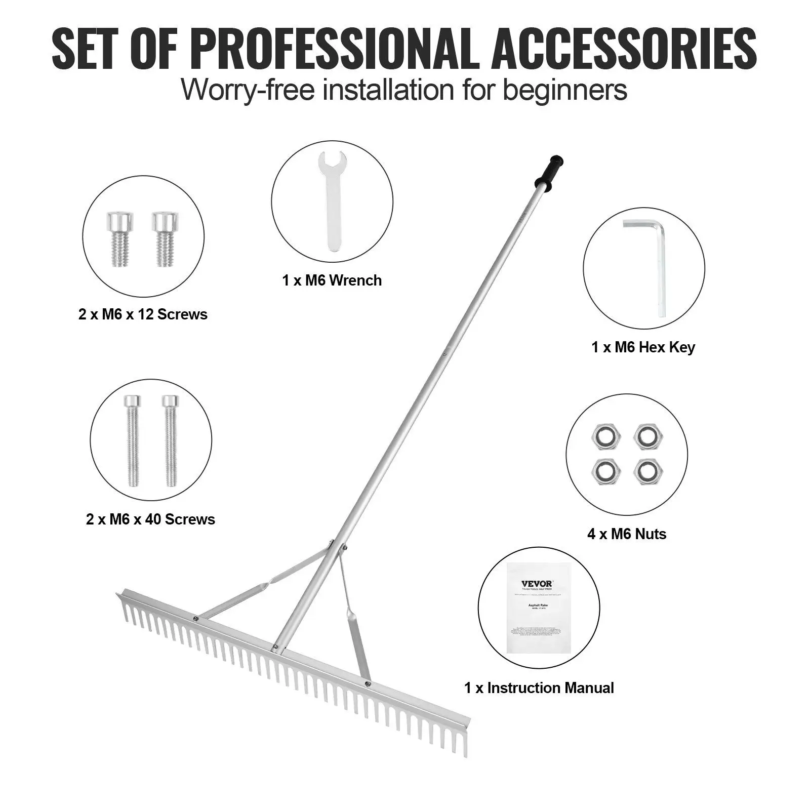 36in Aluminum Landscape Rake | Lightweight 75in Handle | Soil Loosening & Weeding Tool - Thumbnail 3