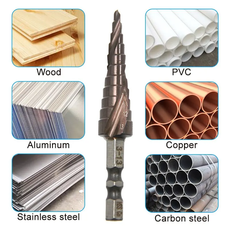 Cobalt Step Drill Bit Set | 3-13mm Hex Shank | For Stainless Steel & Hard Metals - Thumbnail 3