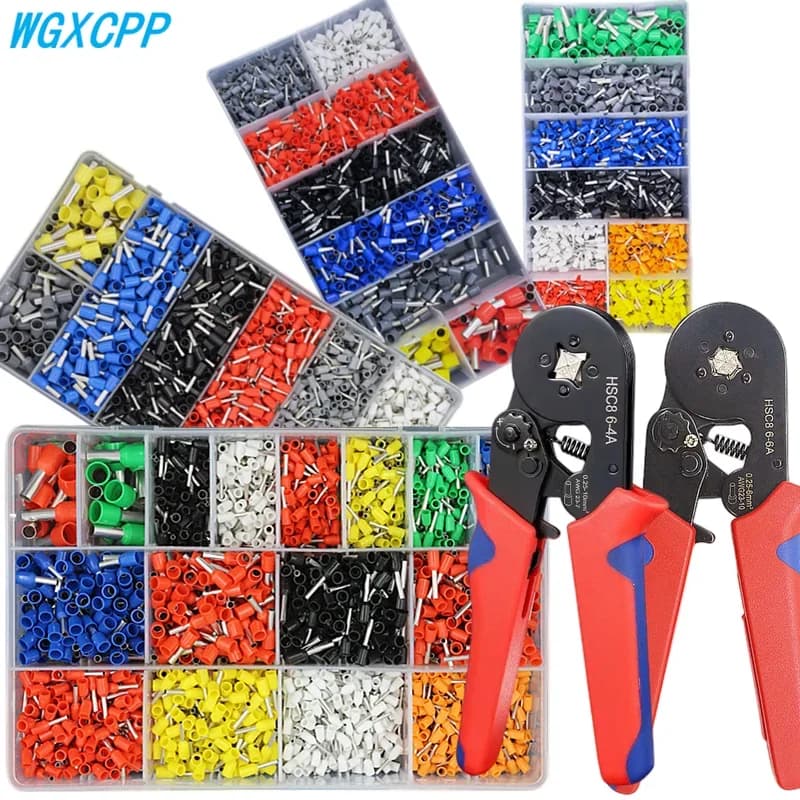 Insulated Wire Crimp Terminal Kit | HSC86-4 Crimping Pliers | Tube Connectors for Secure Electrical Connections - Thumbnail 2