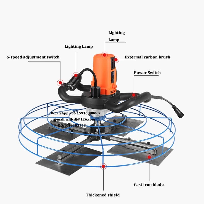 Cement trowel concrete floor electric sander pavement blade finisher floor trowel calender copper motor - Thumbnail 2
