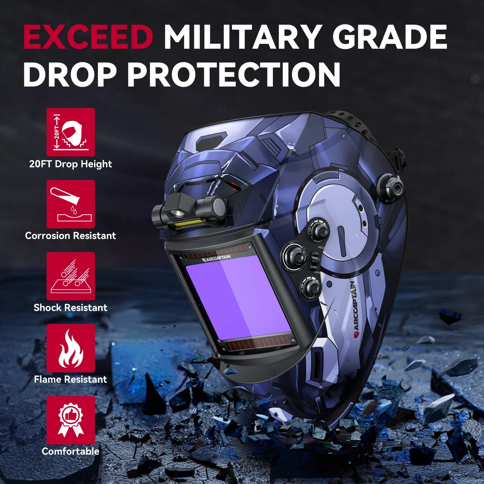 Auto-Darkening Welding Helmet | Large True-Color View | 4-Sensor Arc Detection - Thumbnail 6