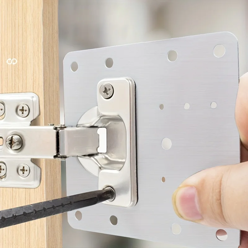 Steel Cabinet Hinge Repair Plate | 1/4pcs Fixed Plate | Kitchen & Storage Door Hardware - Thumbnail 2