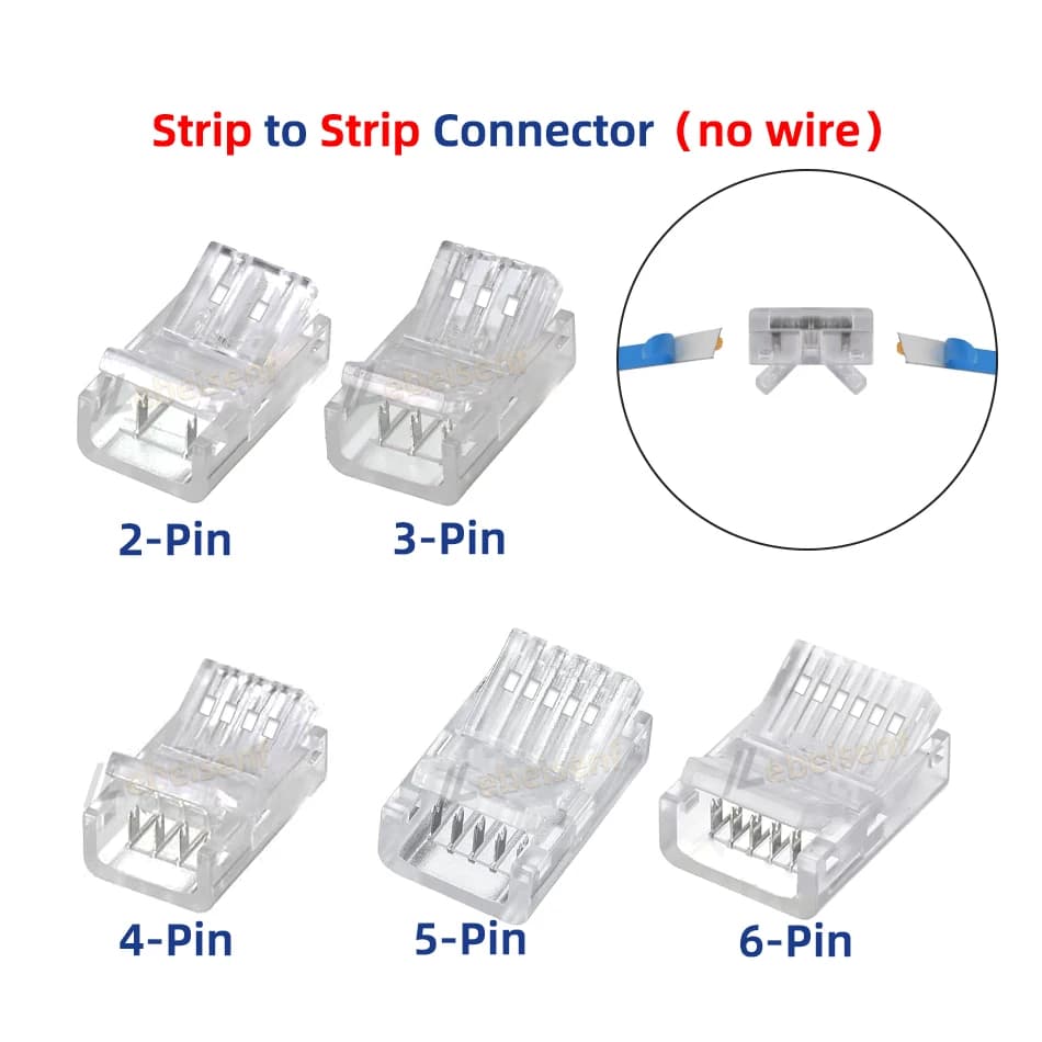 LED Strip Connectors | 8mm-12mm Quick Connect | 2-6 Pin IP65 Waterproof Extension - Thumbnail 3