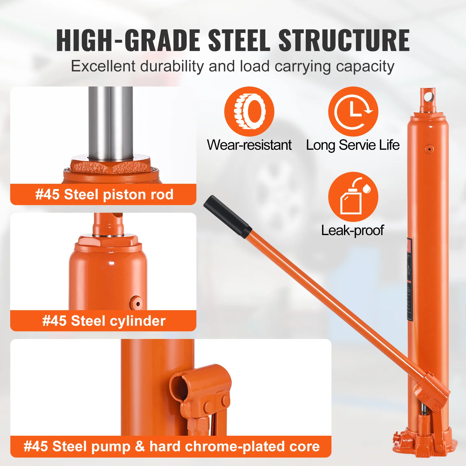 4-Ton Hydraulic Ram Cylinder | Heavy-Duty Engine Hoist & Lift Pump - Thumbnail 4