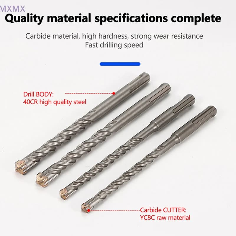 SDS Plus Drill Bits | Carbide Cross Tip Set for Concrete & Masonry | 4-12mm x 110mm - Thumbnail 4