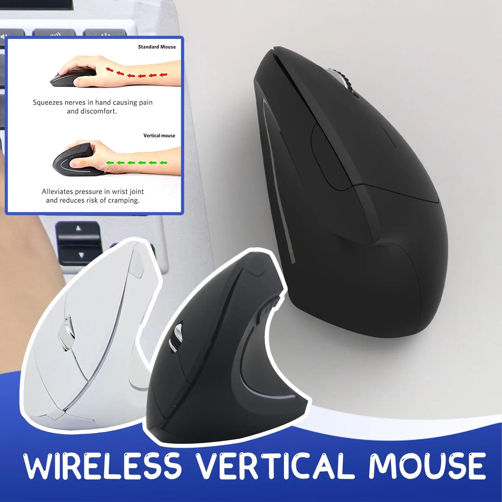 Vertical Wireless Mouse | 1600 DPI Precision | 2.4G Connectivity for PC & Laptop - Thumbnail 2