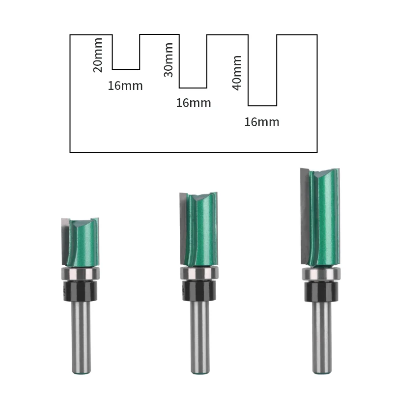 Flush Trim Router Bit | D16MM Pattern Face Mill | 8MM Shank Carbide Cutter - Thumbnail 3