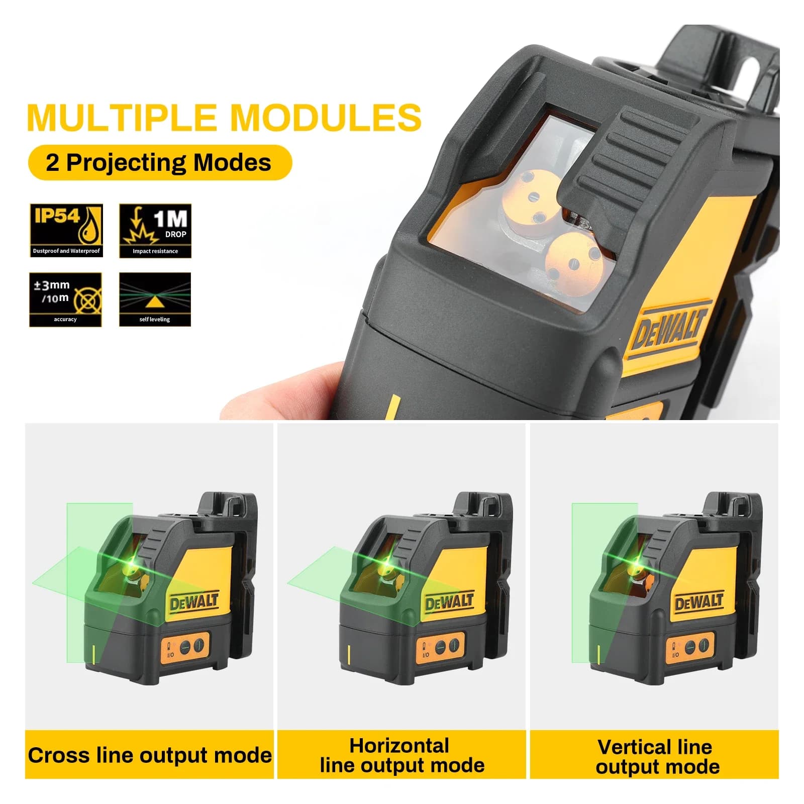 DeWalt DW088CG Self-Leveling Green Laser Level | Cross-Line Alignment Tool for Horizontal & Vertical - Thumbnail 2