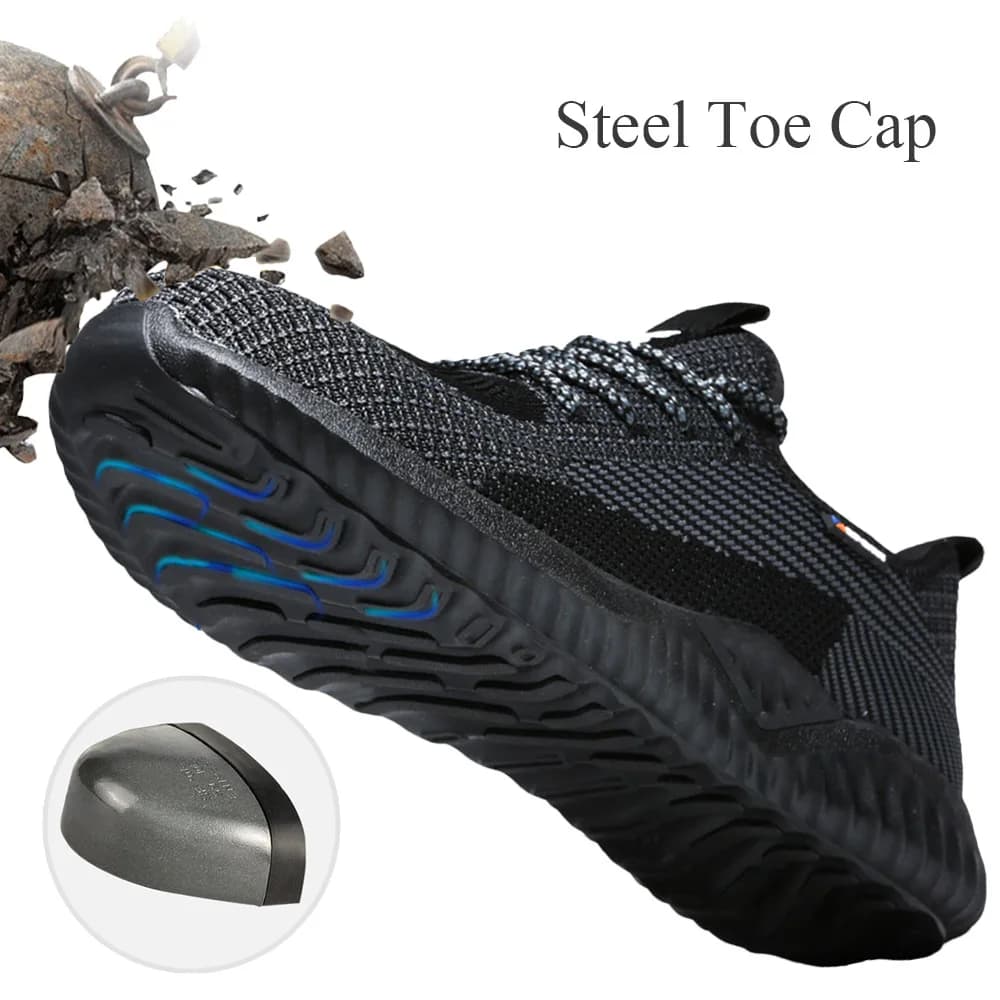 Men's Breathable Work Boots | Steel Toe Puncture-Proof Safety Shoes | Light Comfortable Sneakers - Thumbnail 3