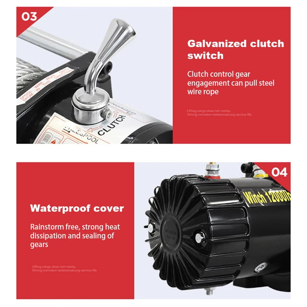 12V/24V Off-Road Winch | Waterproof Electric Hoist | Vehicle Recovery & Utility Lift - Thumbnail 6