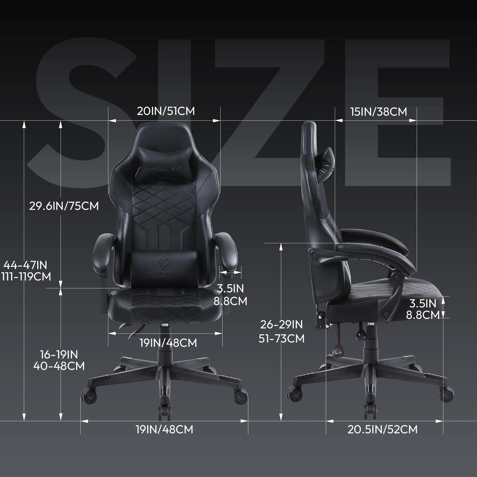 Back Gaming Chair | Pocket Spring Cushion & 350LBS Capacity | Reclining PU Leather Computer Chair - Thumbnail 5