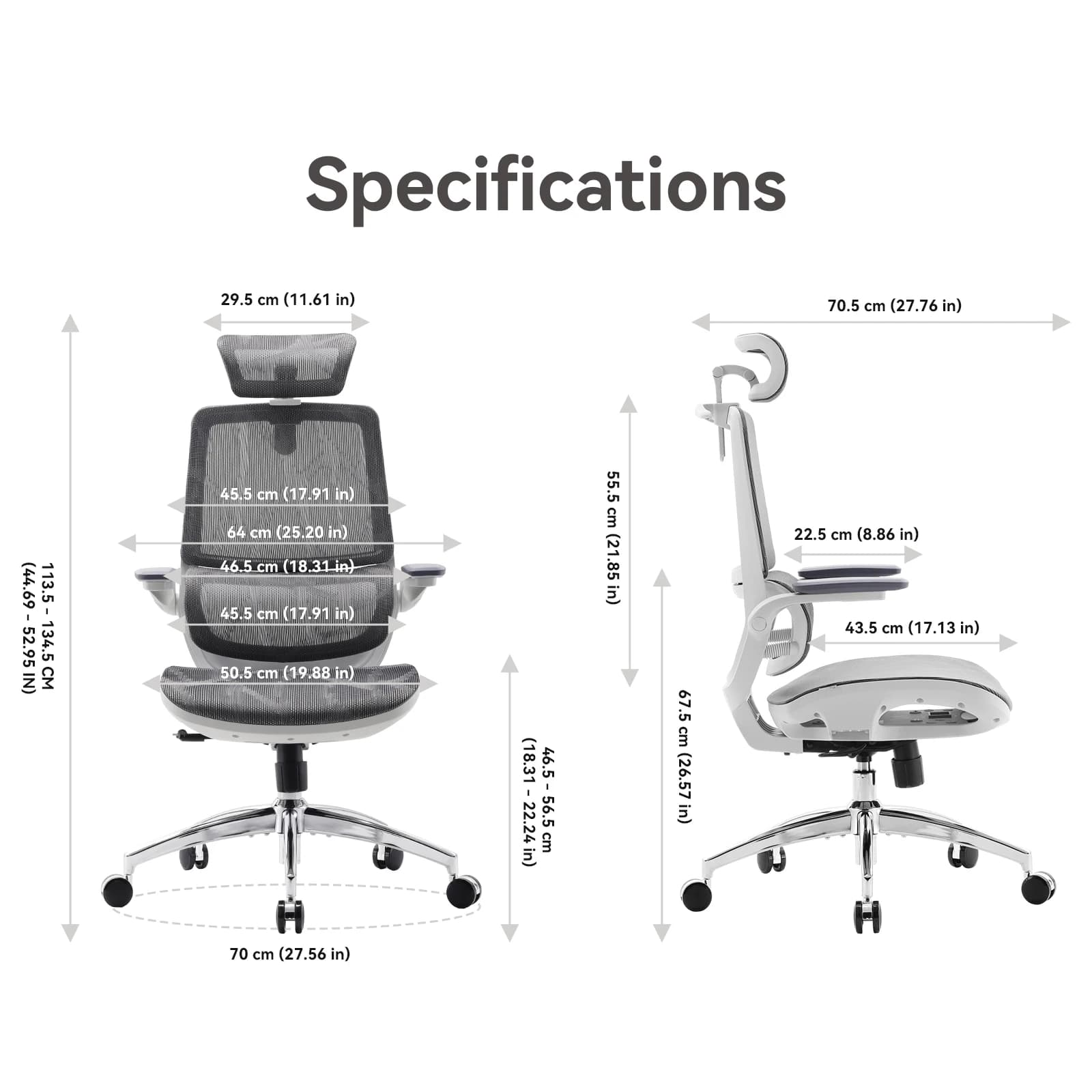 Ergonomic Office Chair | 3D Flip-Up Armrests & Adjustable Headrest | Computer Chair with Lumbar Support - Thumbnail 2