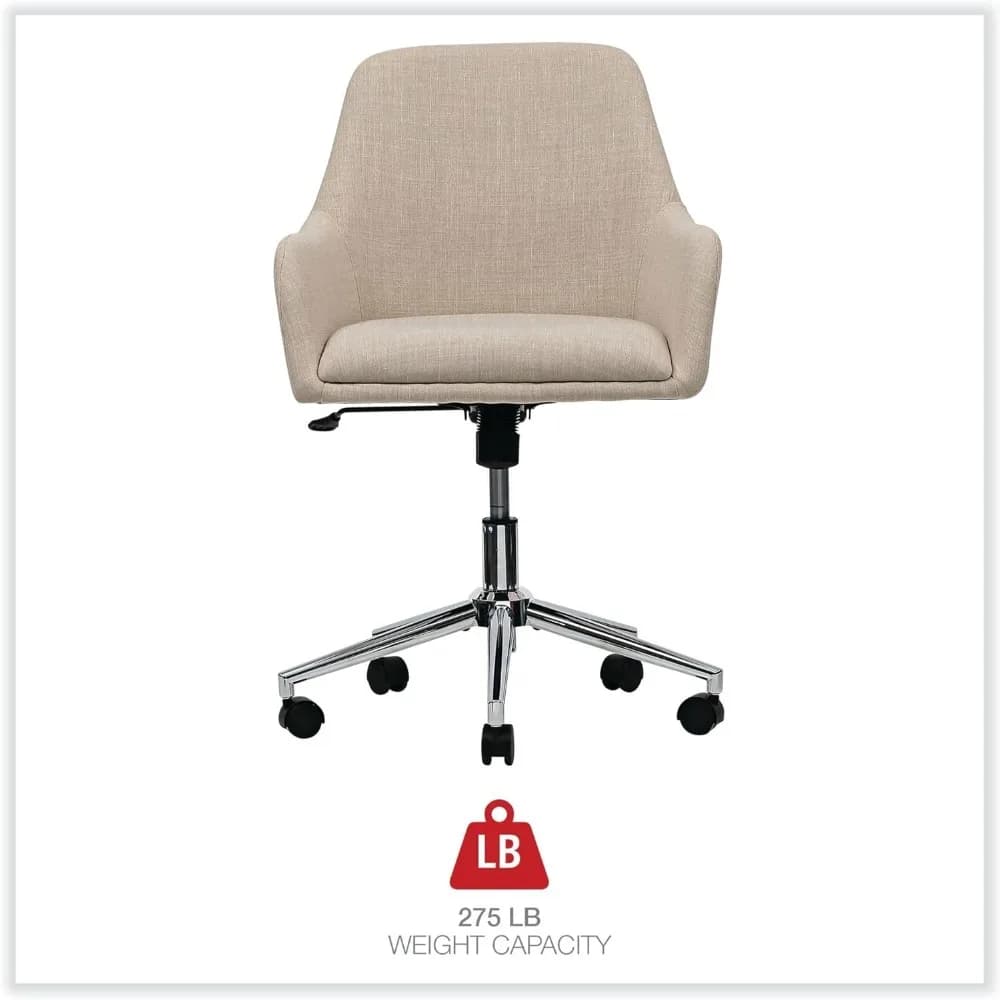 Heavy-Duty Mid-Century Task Chair | Supports 275 Lb | Adjustable Cream Seat & Backchair - Thumbnail 3