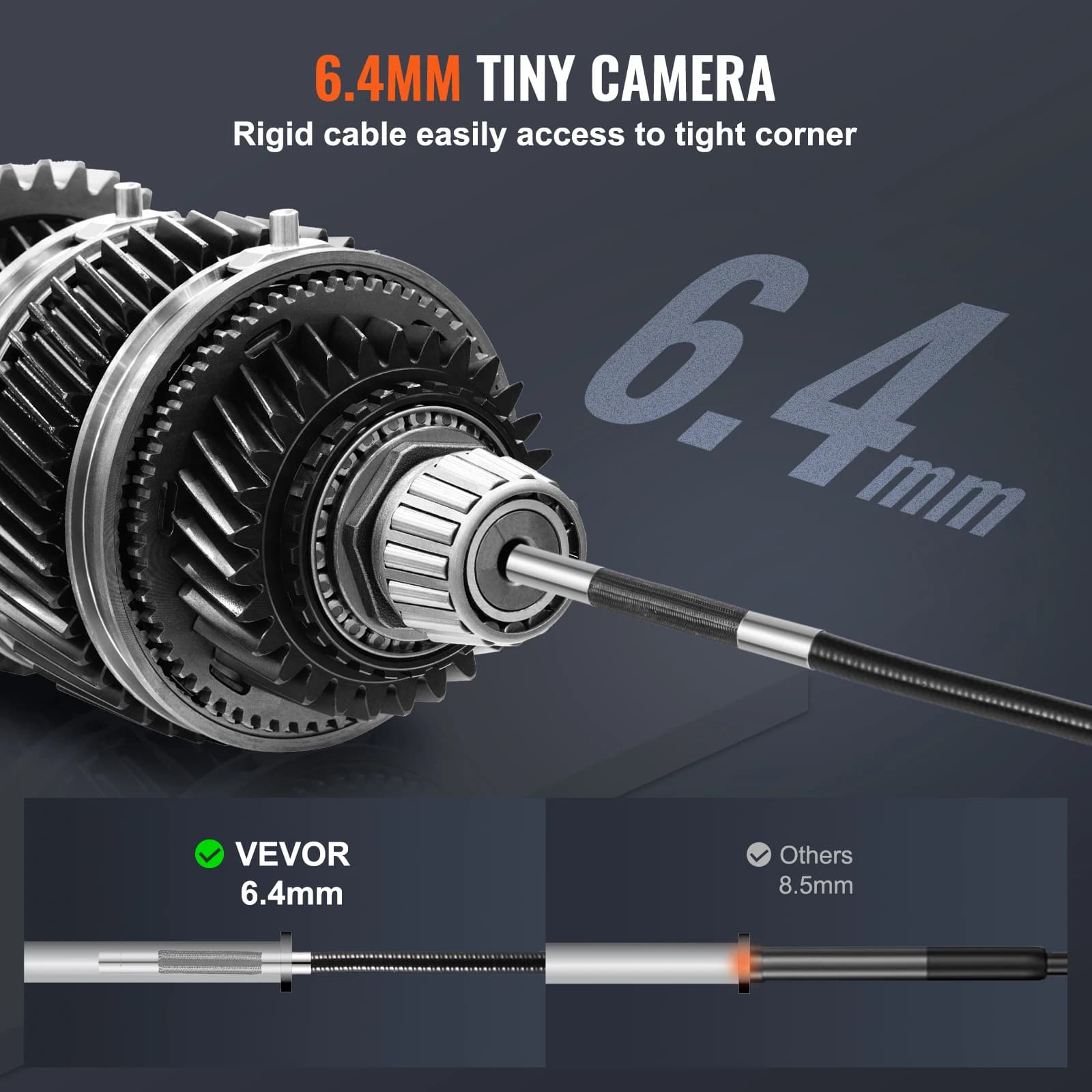 Articulating Borescope Camera | Two-Way 6.4mm Lens | 5-inch Inspection Endoscope - Thumbnail 3