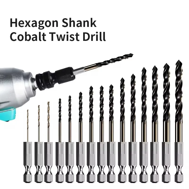1.5-7.5mm Hex Shank Twist Drill Bit Wood Metal Hole Cutter Core Drilling Tool Cobalt Carbide Tip Flat Drill Bits HSS - Thumbnail 2