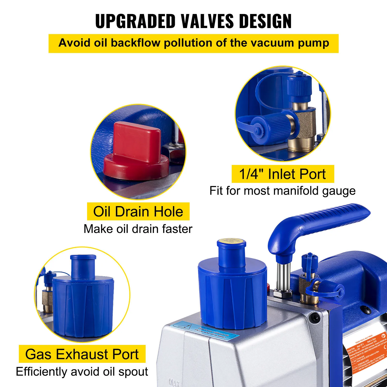 Automotive AC Vacuum Pump | 7 CFM 1/3 HP Single Stage | 5PA Ultimate Vacuum for R12 R22 R134a R410a - Thumbnail 4