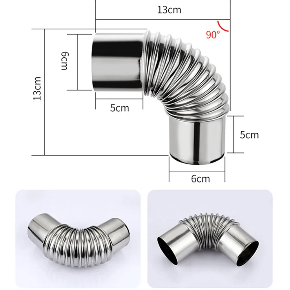 90-Degree Chimney Elbow | Heavy-Duty Stainless Steel | 60mm, 70mm, 80mm Flue Pipe for Wood Stoves - Thumbnail 5