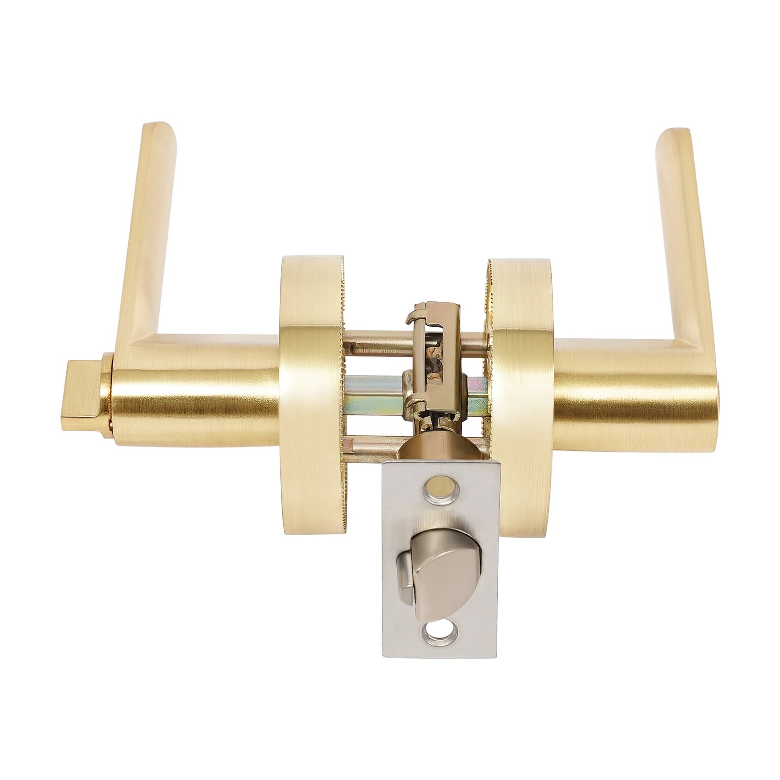 Gold Door Handle Set | 2PCS Reversible Privacy Lever | Bedroom & Bathroom Passage Lock - Thumbnail 3