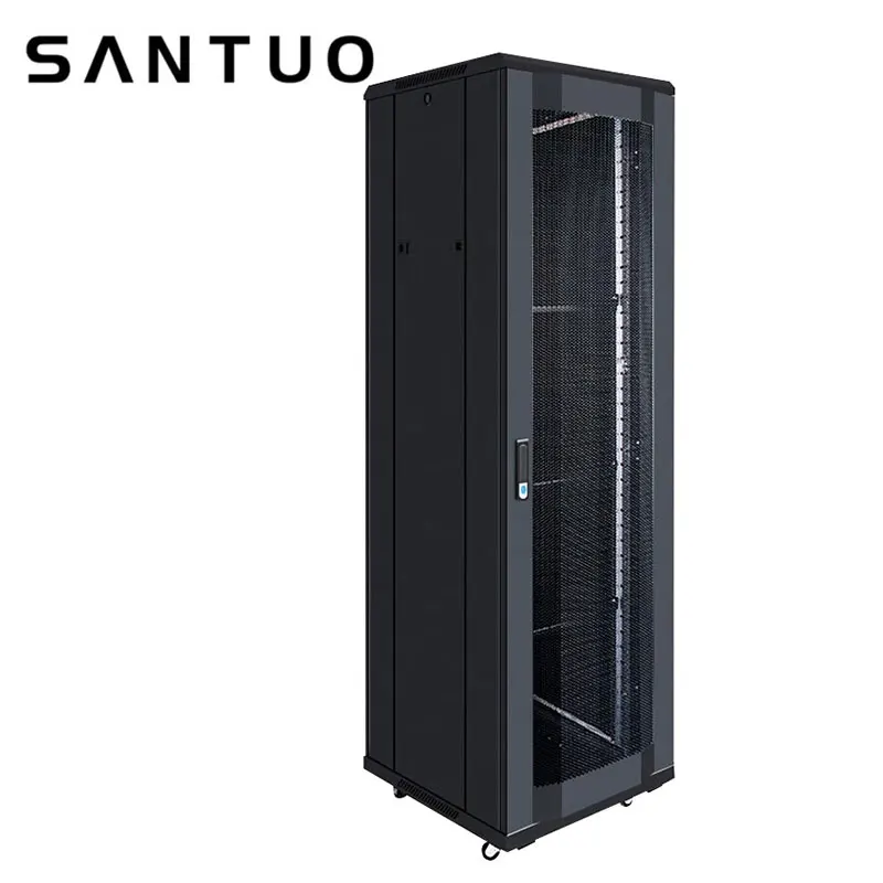 32U Server Rack Cabinet | 19-Inch Network Data Center Enclosure | Heavy-Duty Steel Frame - Thumbnail 4