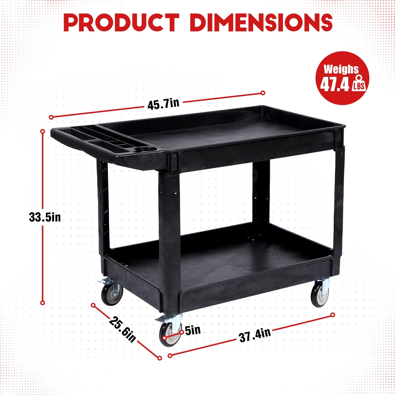 Professional-Grade Heavy-Duty Rolling Tool Cart | Double-Layer Storage & Durable PP Construction - Thumbnail 4
