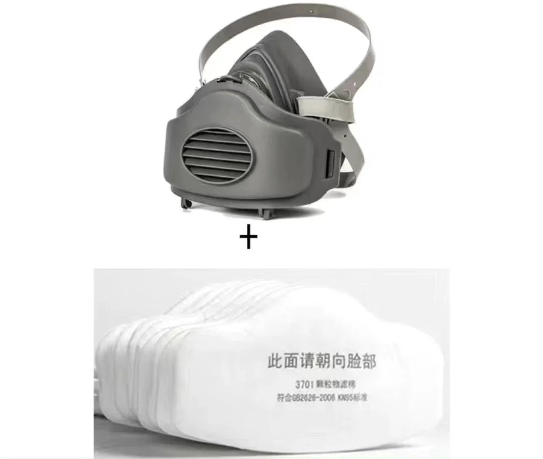 Respirator Mask for Spray Paint & Grinding | Dust-Proof Half Face Mask with Filter - Thumbnail 3