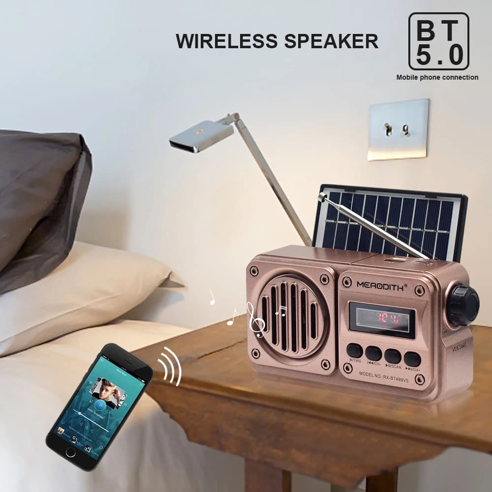 Solar-Powered Emergency Radio | Bluetooth Speaker with FM & MP3 Playback | Portable Power Outage Kit - Thumbnail 3
