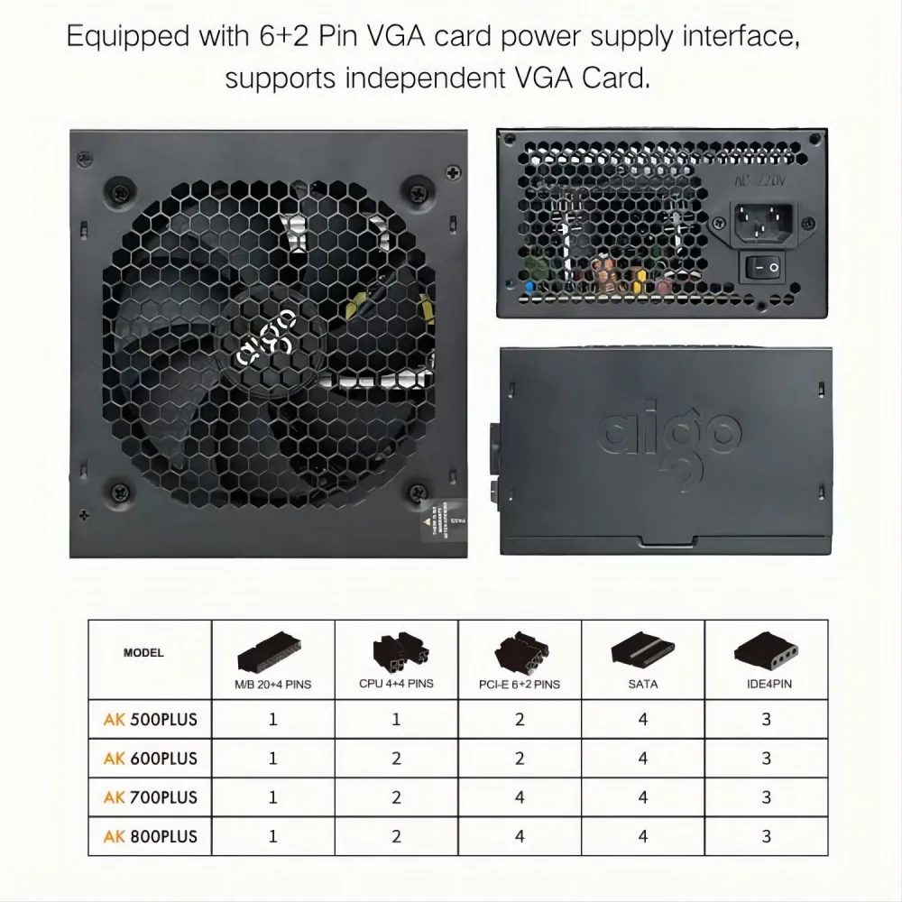 High-Performance 800W ATX Power Supply | 80 Plus Gold Certified | Silent 120mm RGB Fan - Thumbnail 4