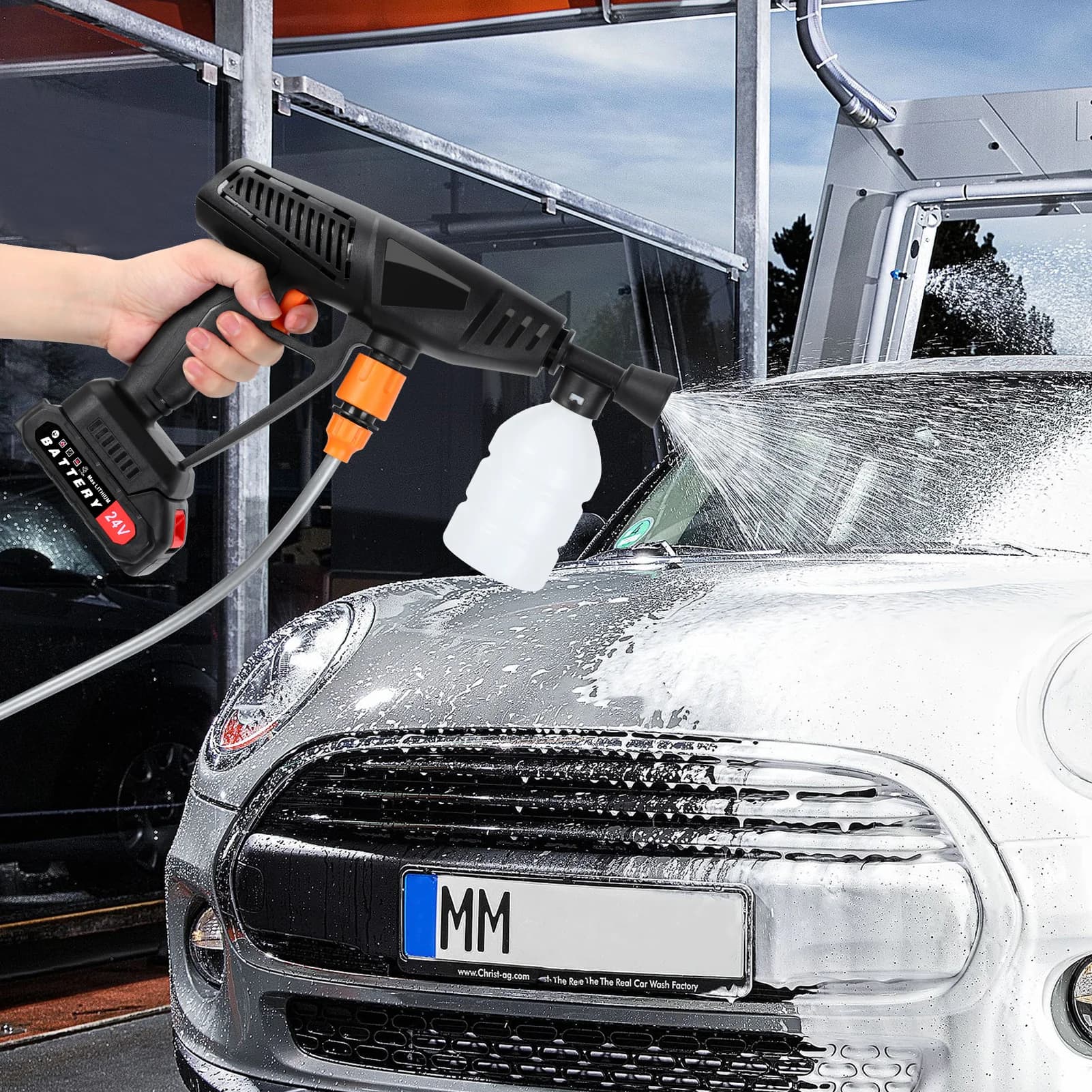 Powered Pressure Washer | Cordless with 6-in-1 Adjustable Nozzles | Portable Cleaner - Thumbnail 2