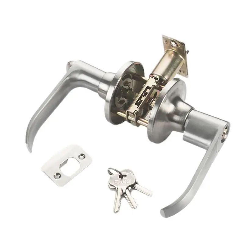 Three Bar Door Handle Lock Set | Silent Ball Lock with 3 Keys | For Bedroom & Interior Doors - Thumbnail 2