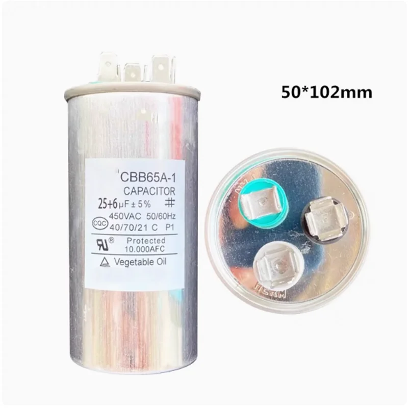 Professional-Grade CBB65A Dual-Run Capacitor | 450V AC Compressor & Fan Motor | 25µF + 1.5µF / 60µF + 6µF - Thumbnail 2