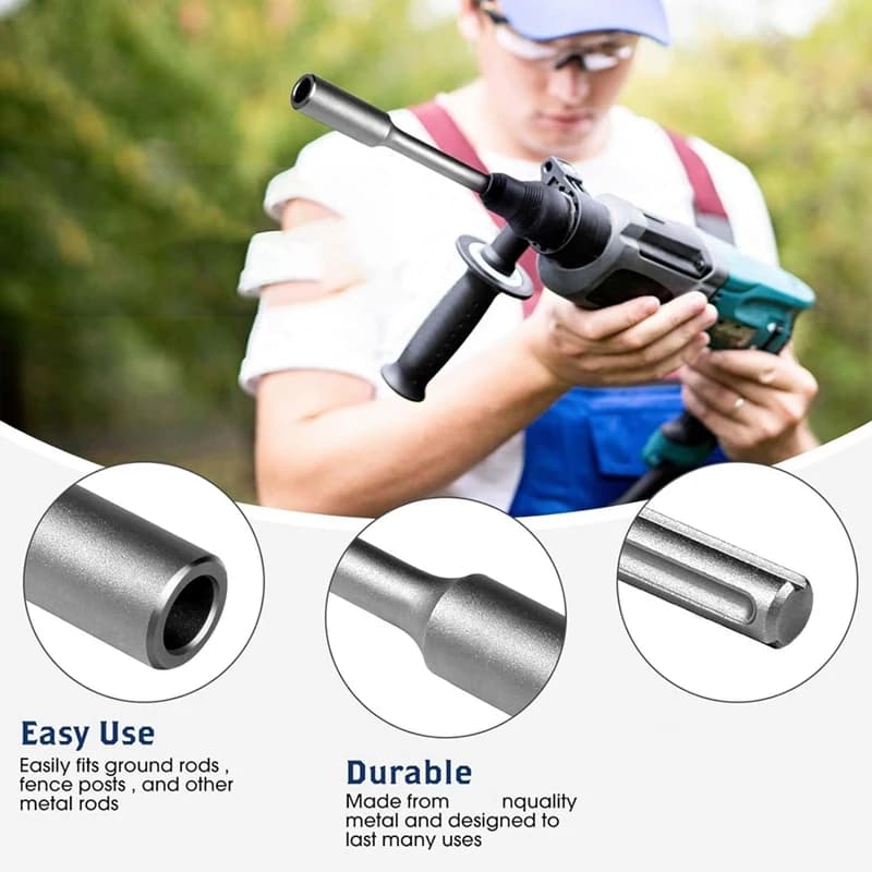 SDS-MAX Ground Rod Driver Kit | Heavy-Duty for 5/8 & 3/4 Steel Rods | Compatible with DeWalt, Makita - Thumbnail 4