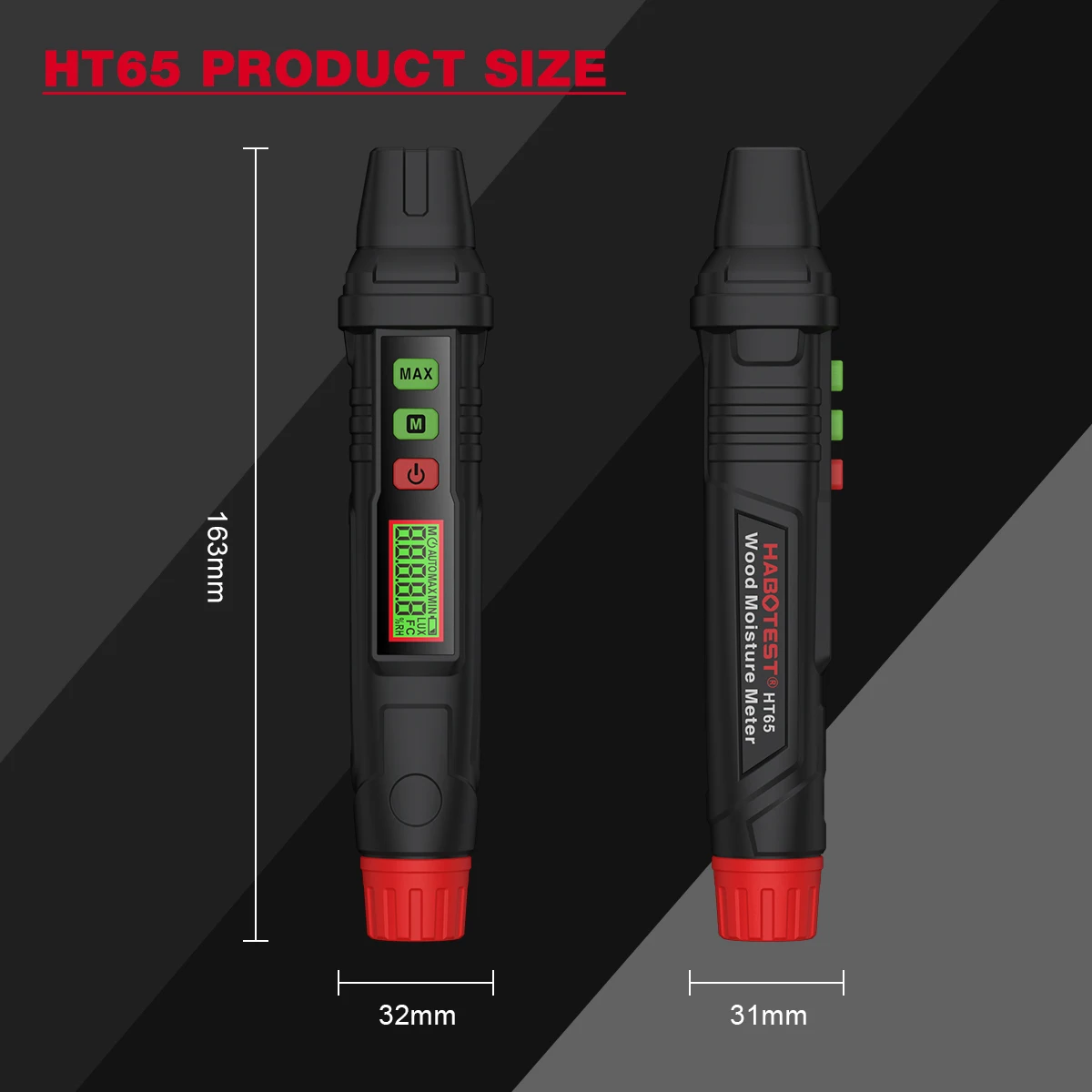 Wood Moisture Meter | HT65 Digital Hygrometer | 0-58% Range | Portable Timber Damp Detector - Thumbnail 6