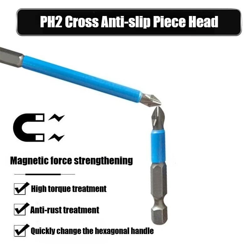 Magnetic Screwdriver Bit Set | PH2 Drill Bits with Non-Slip Grip | High-Hardness S2 Steel - Thumbnail 5