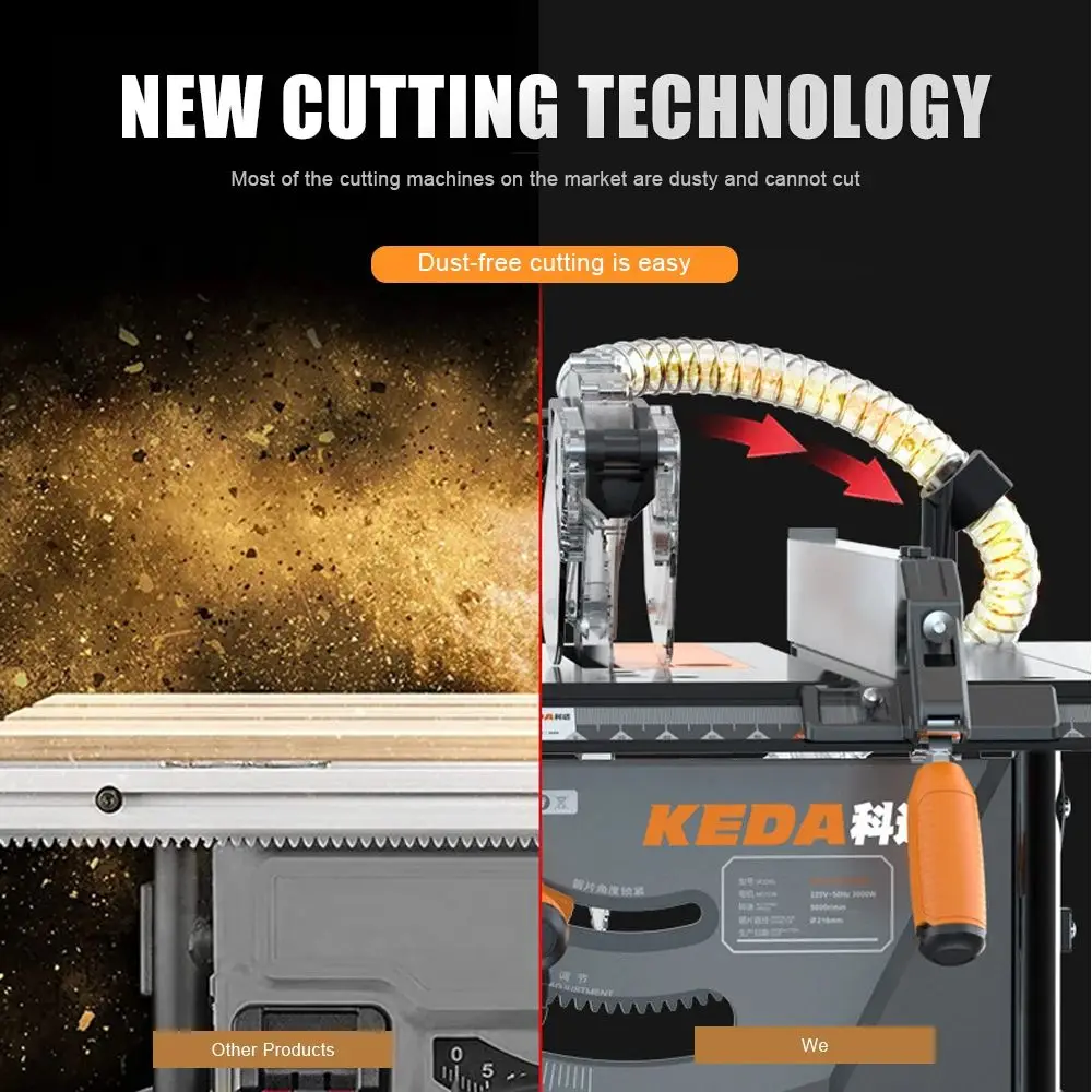 8.5-Inch Sliding Table Saw | 2000W Dust-Free Woodworking & Flooring Cutter - Thumbnail 2