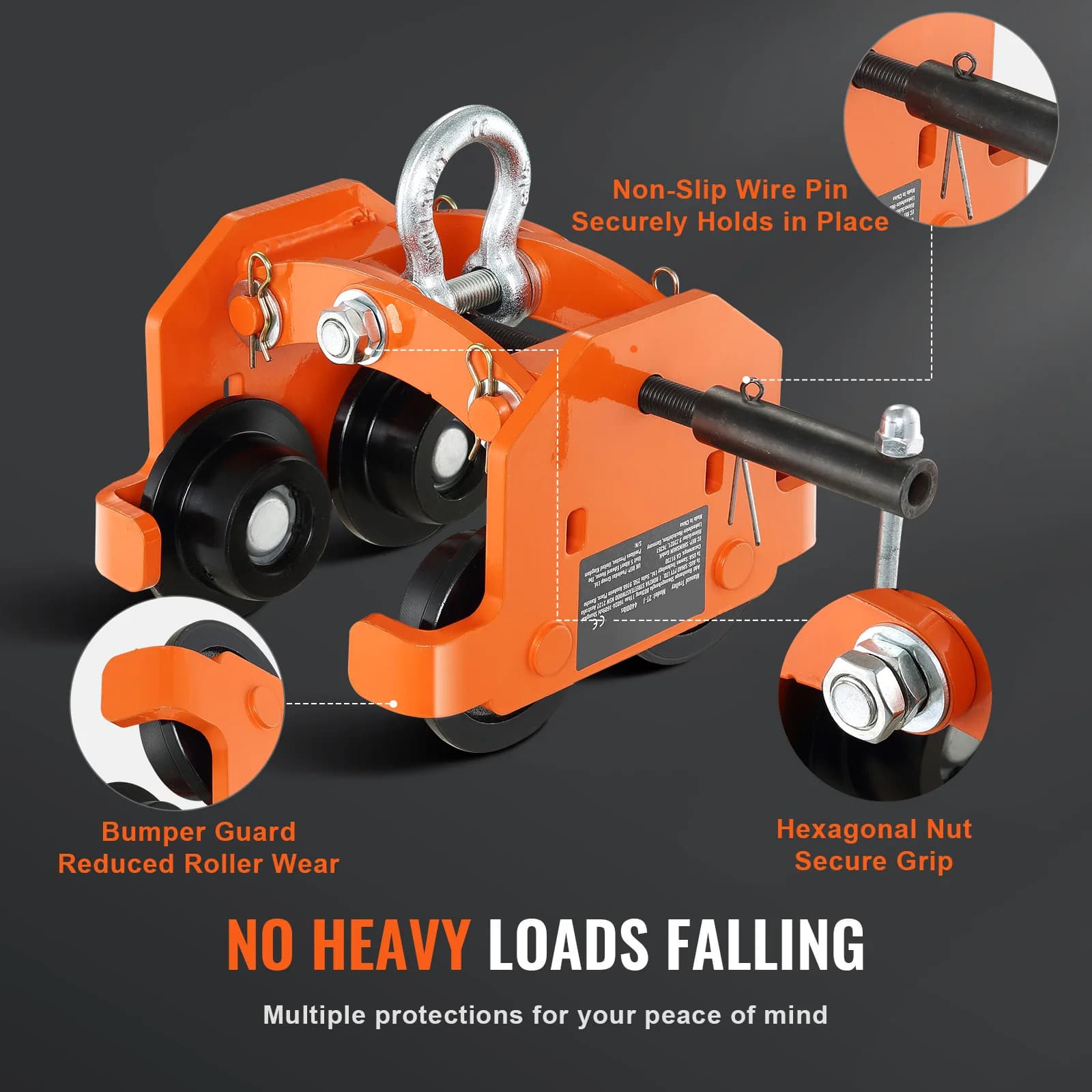 Heavy-Duty 2-Ton Beam Trolley | Alloy Steel Construction | For Straight & Curved I-Beams - Thumbnail 5