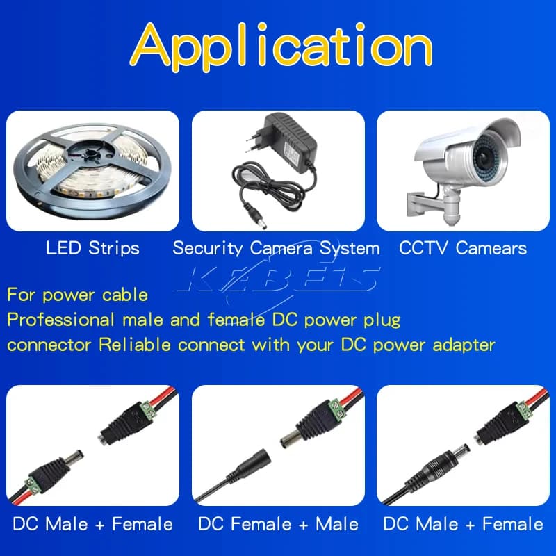 DC Power Connectors | 12V BNC Plug & Jack Set | 5.5x2.1/2.5mm for CCTV & LED Installations - Thumbnail 4