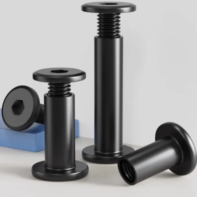 Stainless Steel Furniture Nuts | M3-M8 Large Flat Hex Design | Rivet Connector with Screw - Thumbnail 3