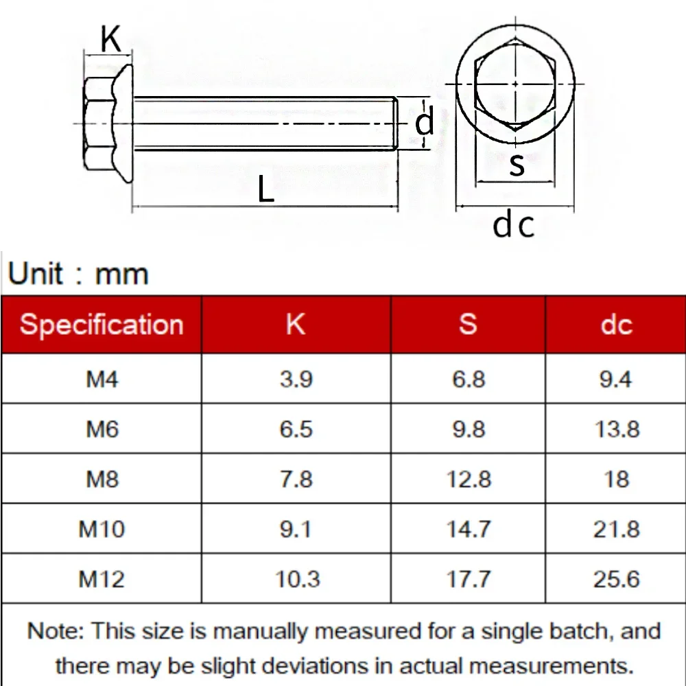 M4-M12 304 Stainless Steel Flange Head Bolts | A2-70 Grade with Serrated Washer | 2-30pcs Hex Cap Screw Set - Thumbnail 6
