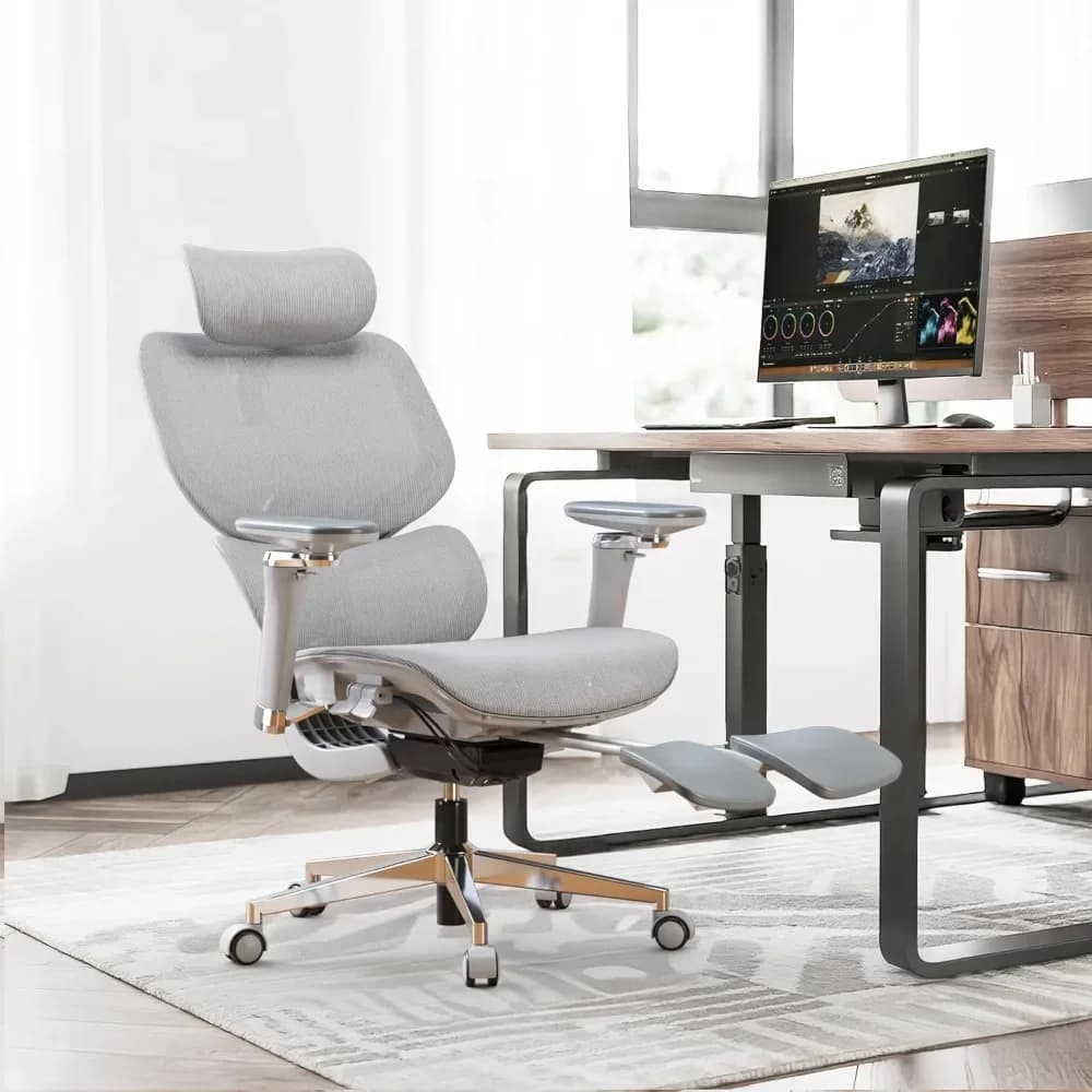 Mesh Office Chair | Self-Adaptive Lumbar Support | Multi-Adjustable Armrest for Home Desk - Thumbnail 4