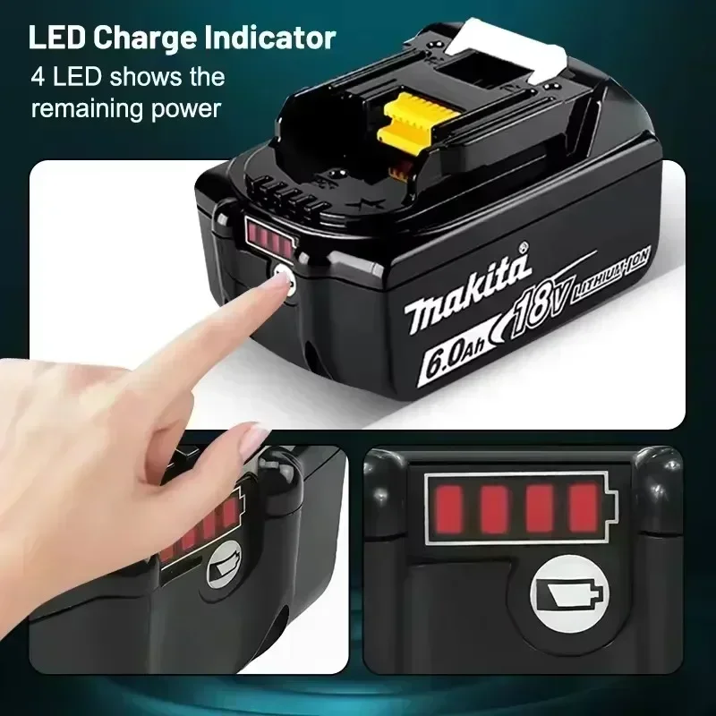 Makita 18V 6.0Ah High-Capacity Battery | Extended Runtime for BL1830, BL1840, BL1850 Power Tools - Thumbnail 4