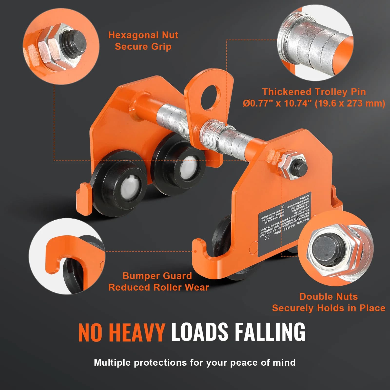 Heavy-Duty Manual Beam Trolley | 0.5-5 Ton Capacity | Adjustable Dual-Wheel I-Beam Flange - Thumbnail 4