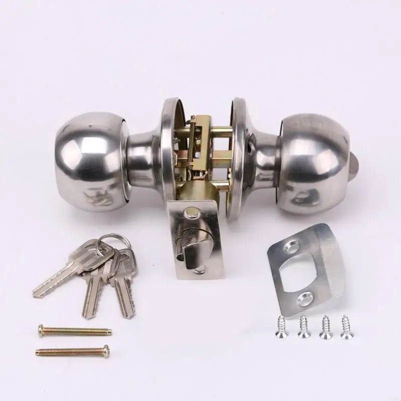 Door Lock Handle | Round Steel Shower & Gate Lock | Home Security 95AA - Thumbnail 4
